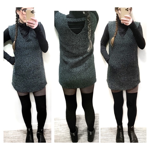 [BCBGeneration] Sage Combo Tweed V-neck Dress - Picture 7 of 7
